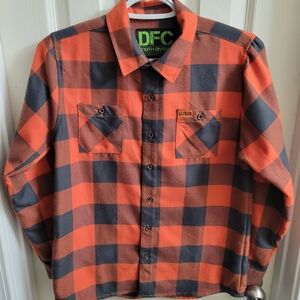 DIXXON Orange and Black Plaid Kids Button Down Shirt